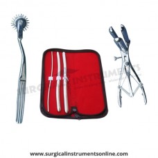 Hegar uterine dilator 3 pieces set,3-4, 9-10, 11-12, wartenberg pinwheel, mathieu speculum